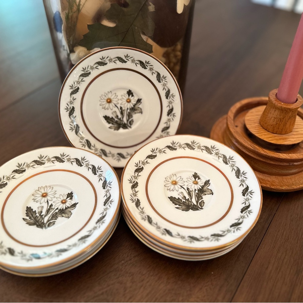 Royal Worcester “Bernina” floral/ gold trim Set of 8 Saucer/Dessert plate